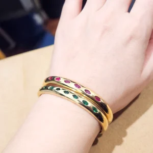 Gold Finish Multicolour Stone Designer Bangle Set