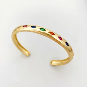 Alternative view of Shona Gold-Plated Multicolour Stone Inlay Bangle