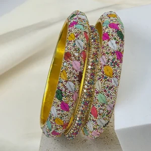 Multicolour Petal Shimmer Bangles – Set of 5 - Image 5