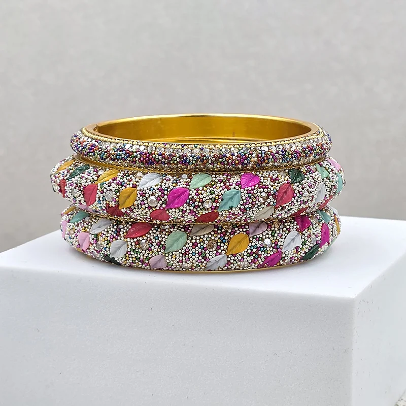 Multicolour Petal Shimmer Bangles – Set of 5 - Image 4