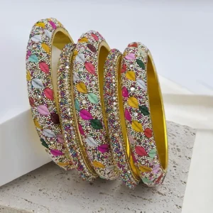 Multicolour Petal Shimmer Bangles – Set of 5