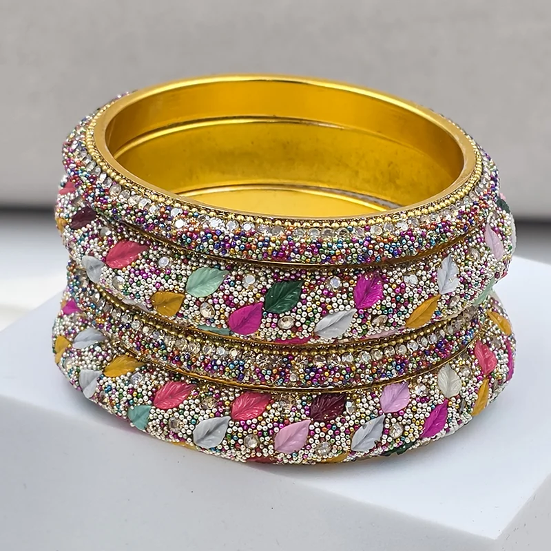 Multicolour Petal Shimmer Bangles – Set of 5 - Image 3
