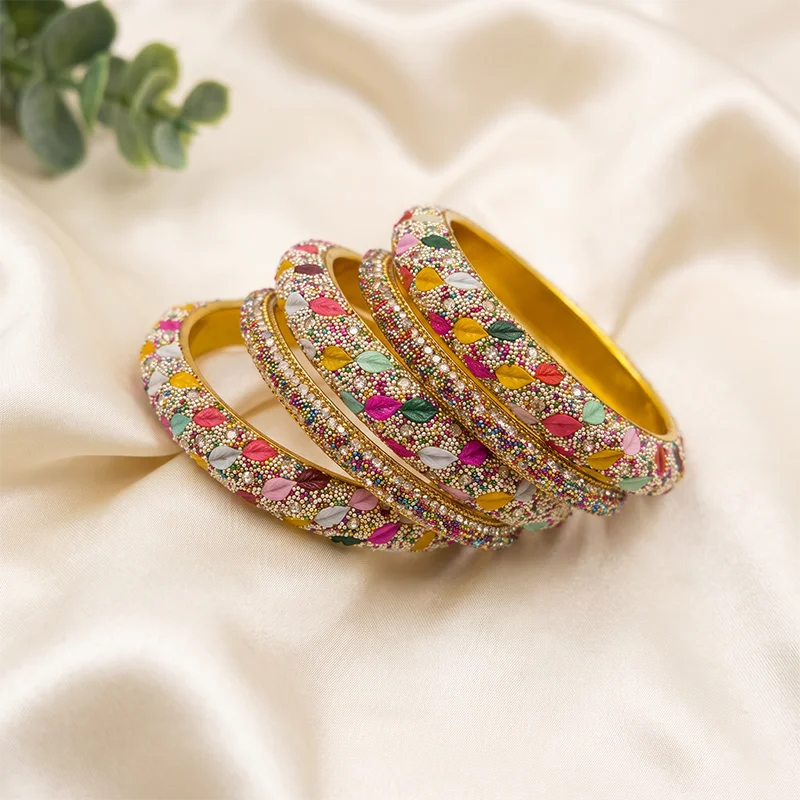 Multicolour Petal Shimmer Bangles – Set of 5 - Image 2
