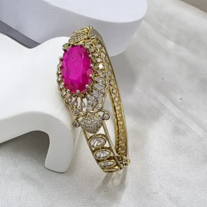 Alternative view of Pink Gold-Tone Kundan Designer Bangle