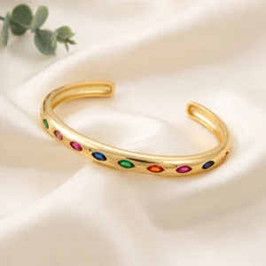 Shona Gold-Plated Multicolour Stone Inlay Bangle